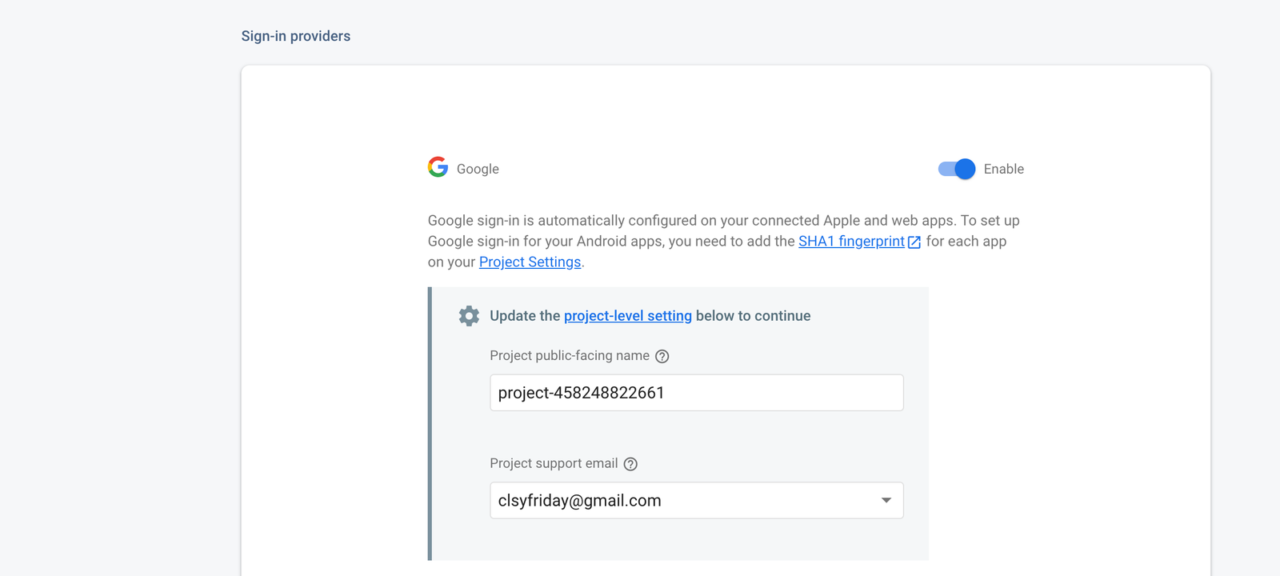 Add project support email