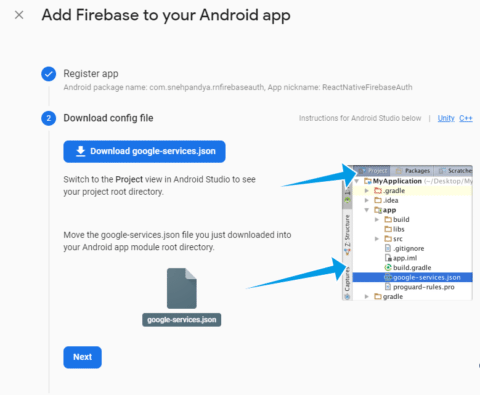 Register app + put it in the Android app directory