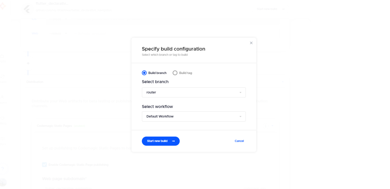 Codemagic build configuration