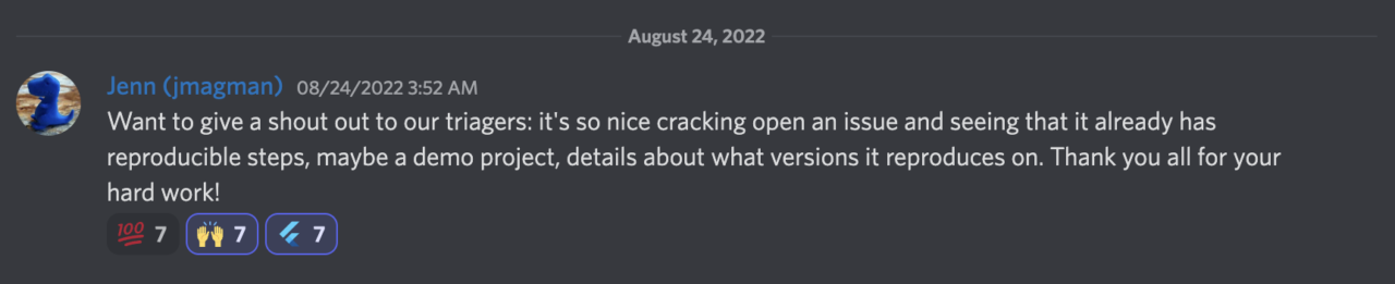 Feedback from a Flutter team member on the flutter.dev Discord server