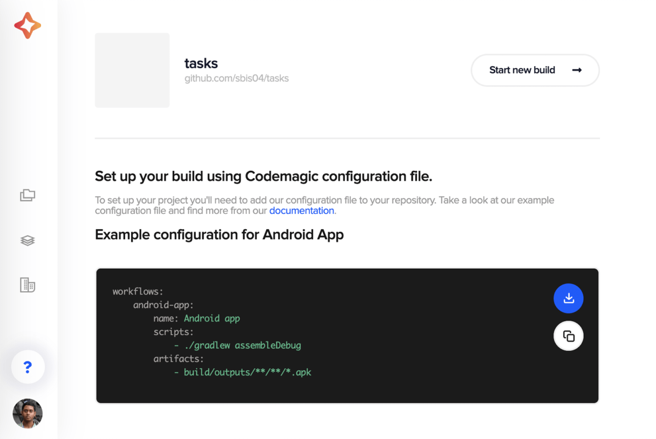 Download the YAML template for native Android