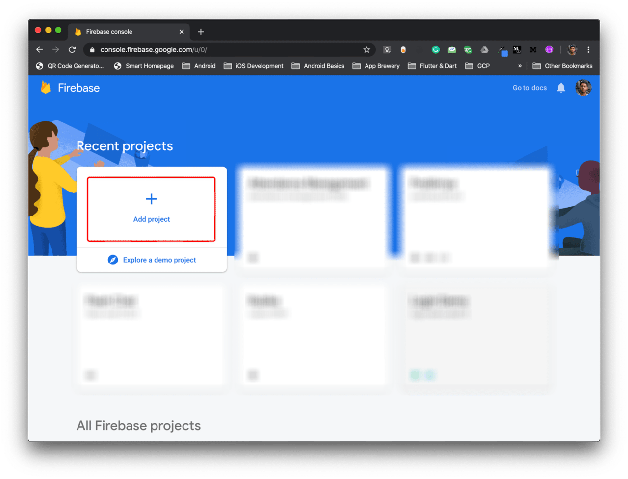 Firebase console - Add project