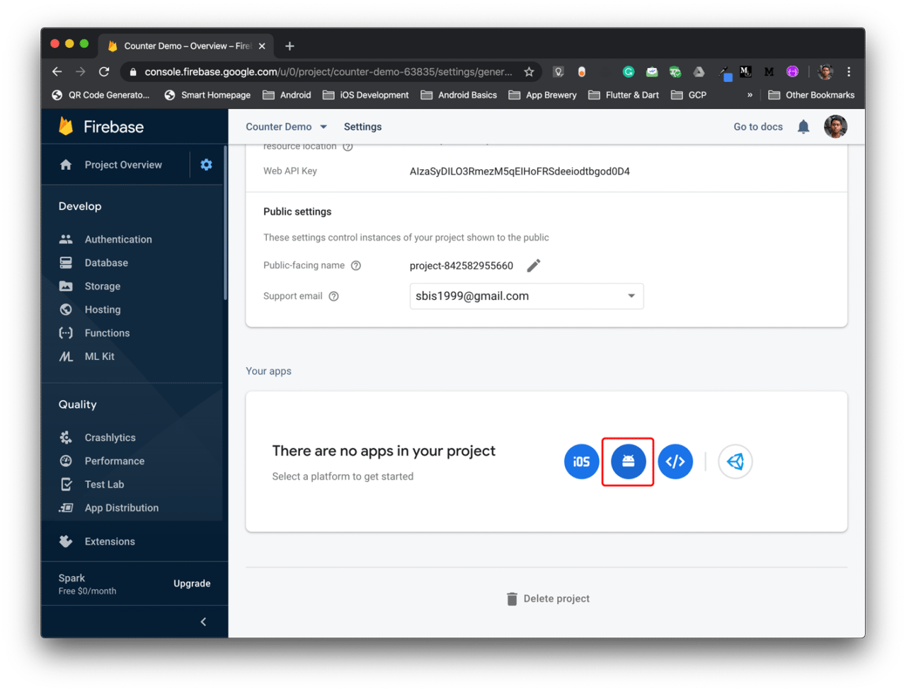 Firebase Settings