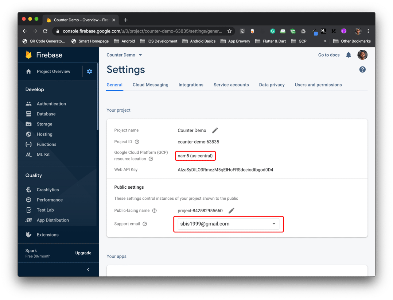 Firebase Settings