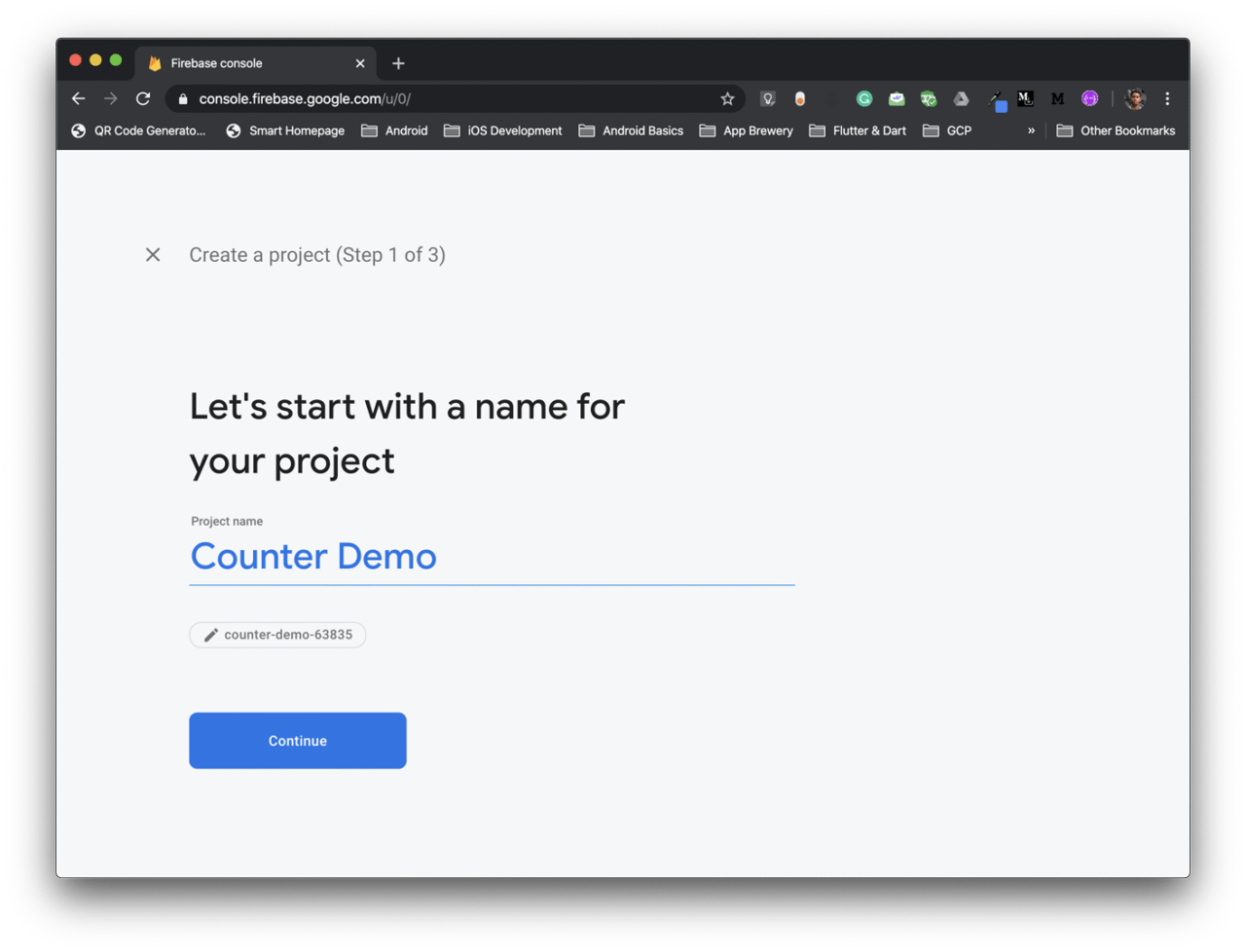 Firebase console - Add project