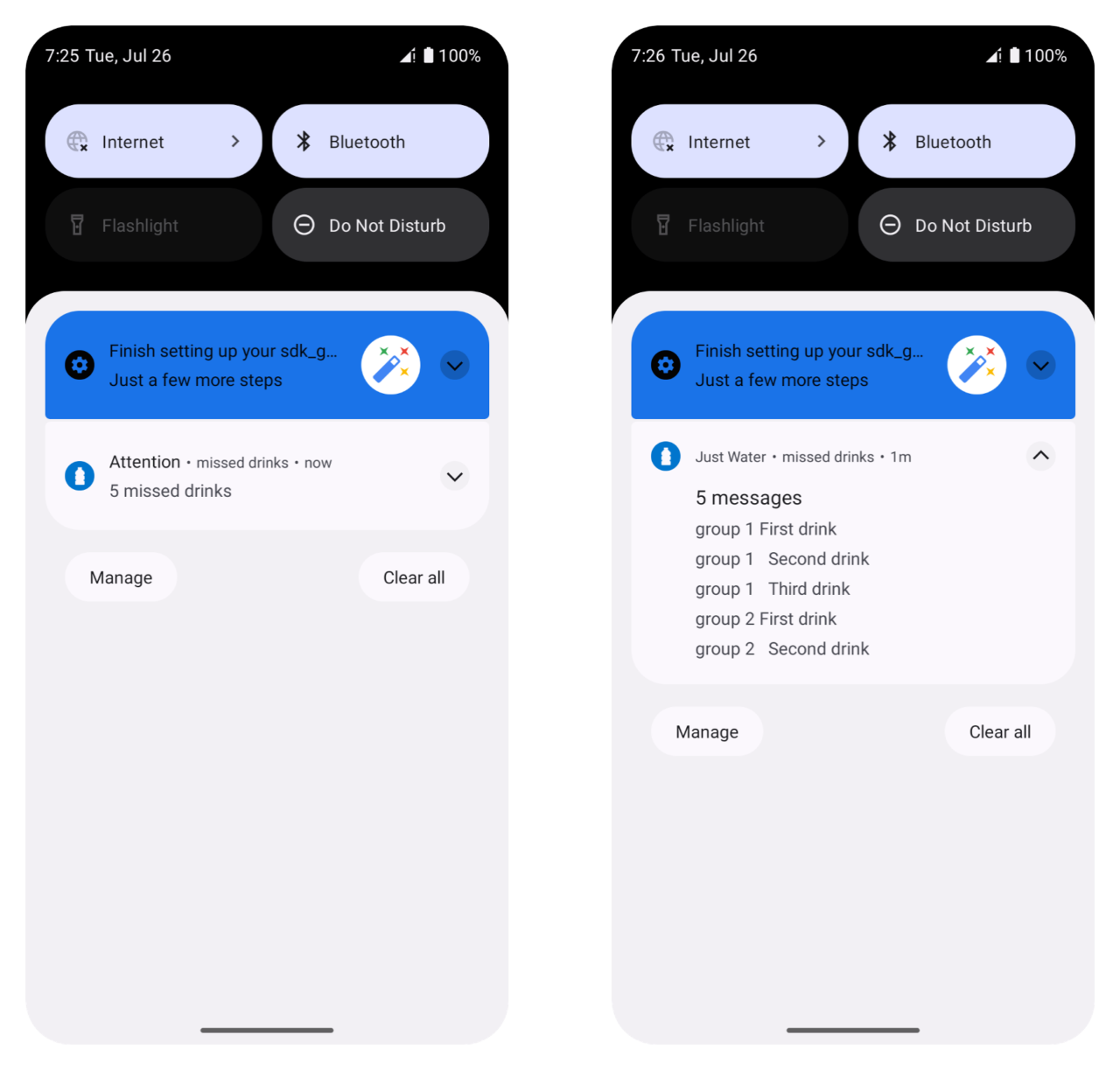 Grouped Android older versions