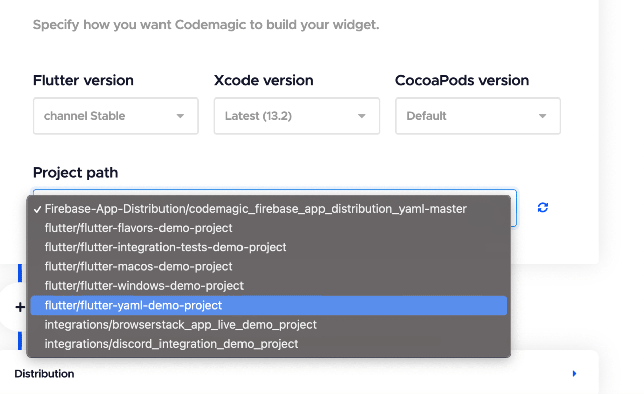 Select project path