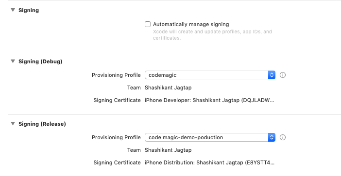 Manual code signing