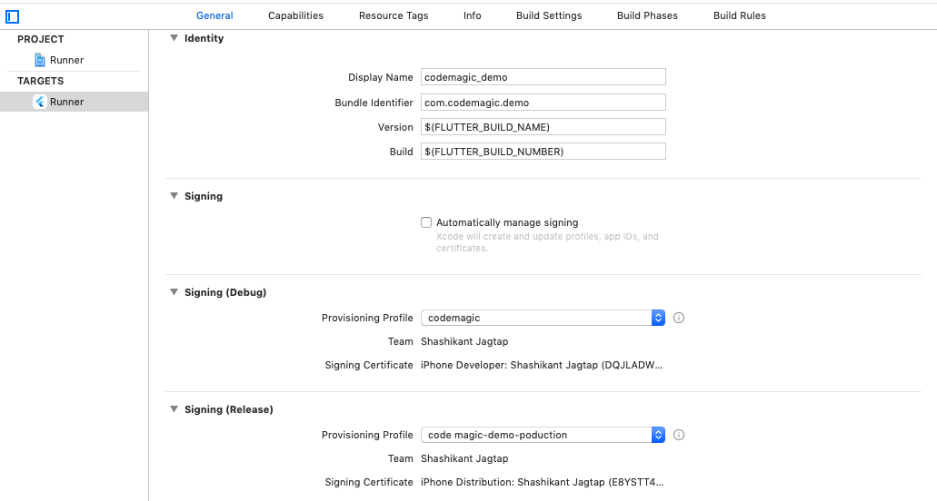 Manual code signing