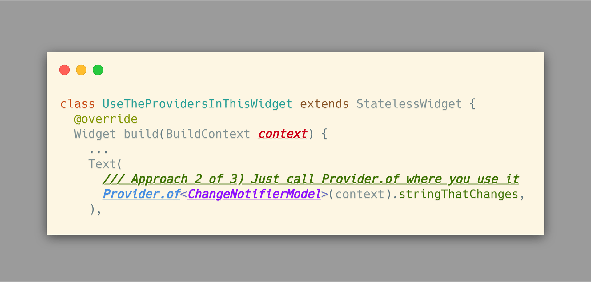 Provider.of being used directly