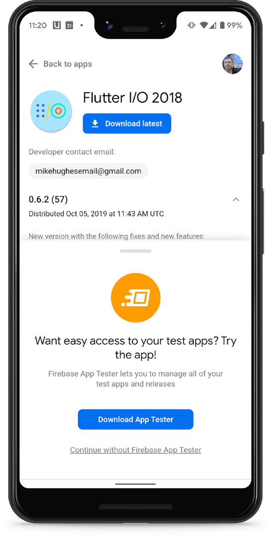 Downloading of the latest app distribution