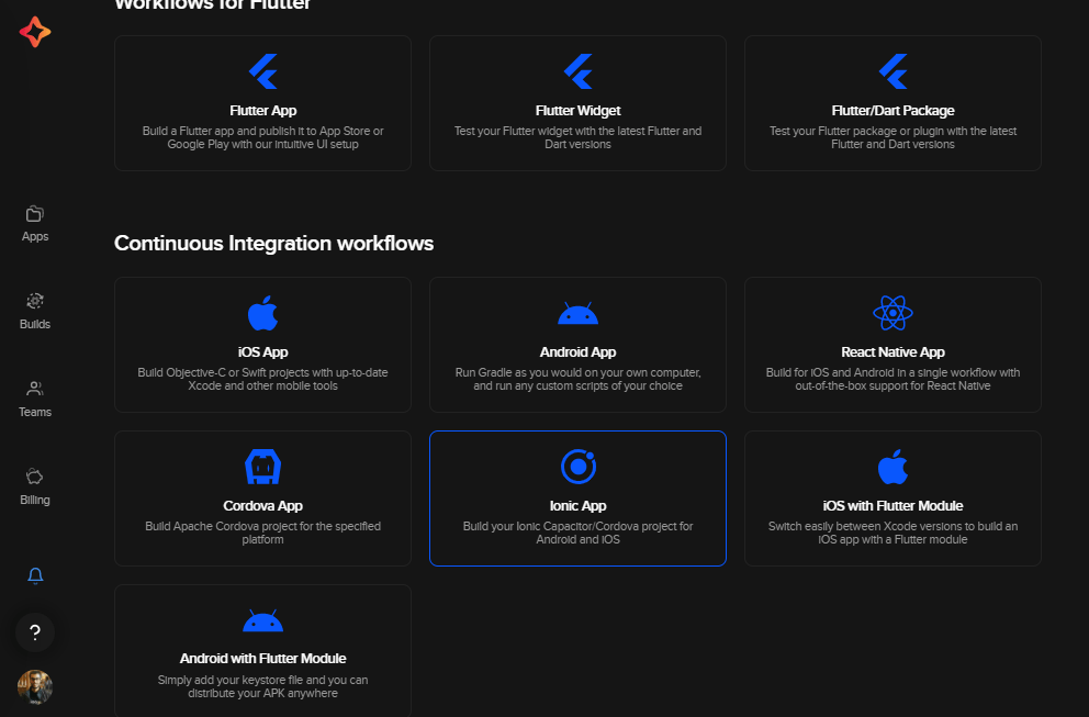 install ionic app builder