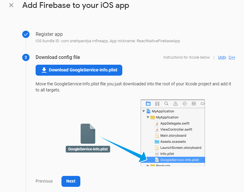 download the file provided by Firebase