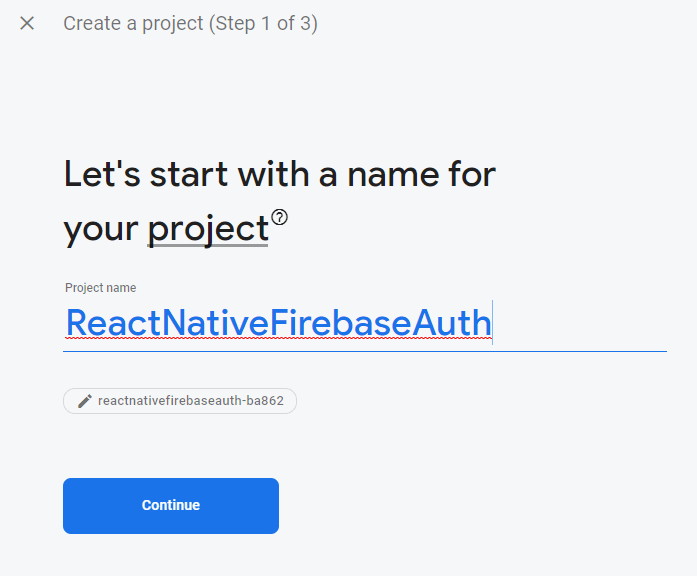 Name your Firebase project