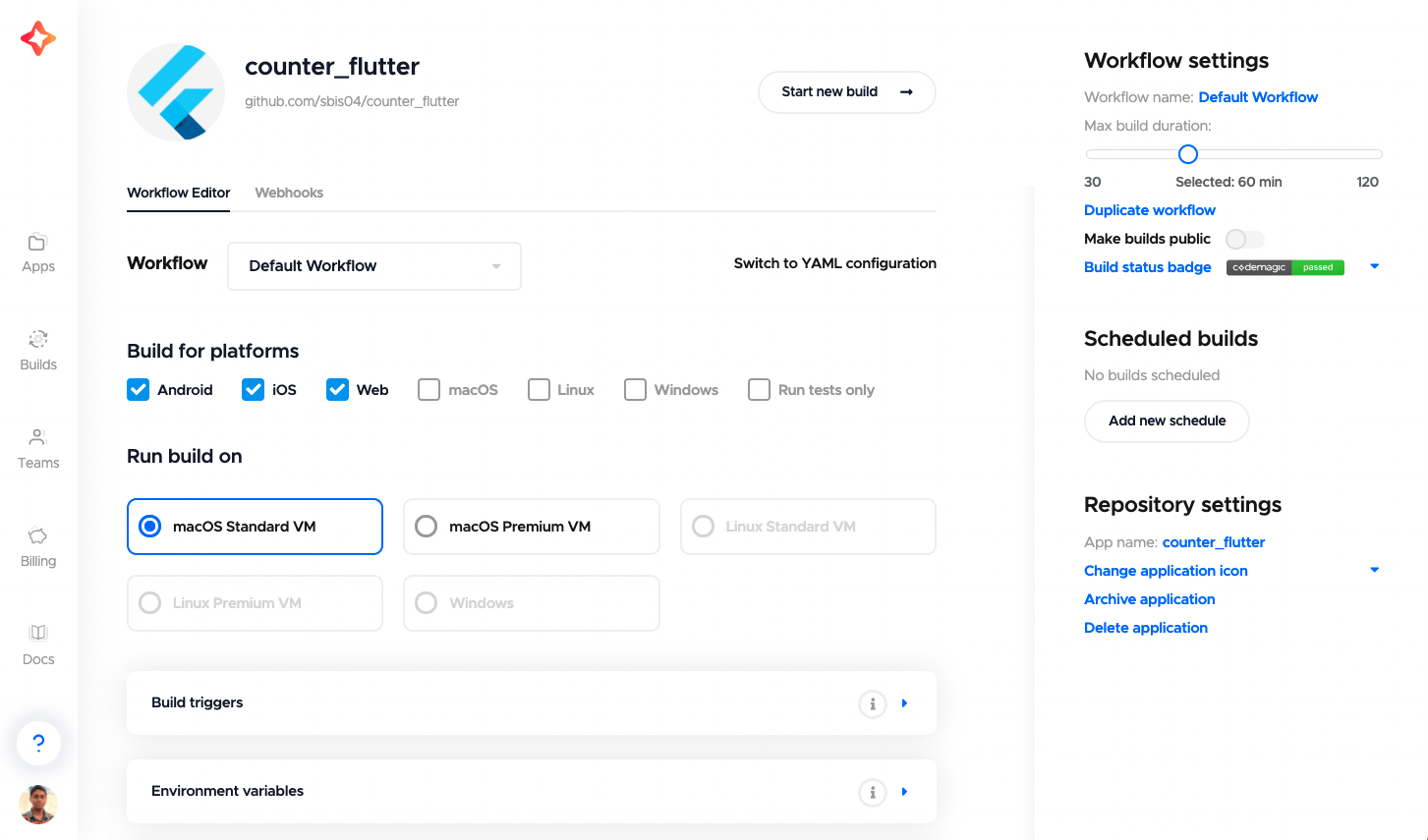 codemagic vs bitrise Codemagic editor
