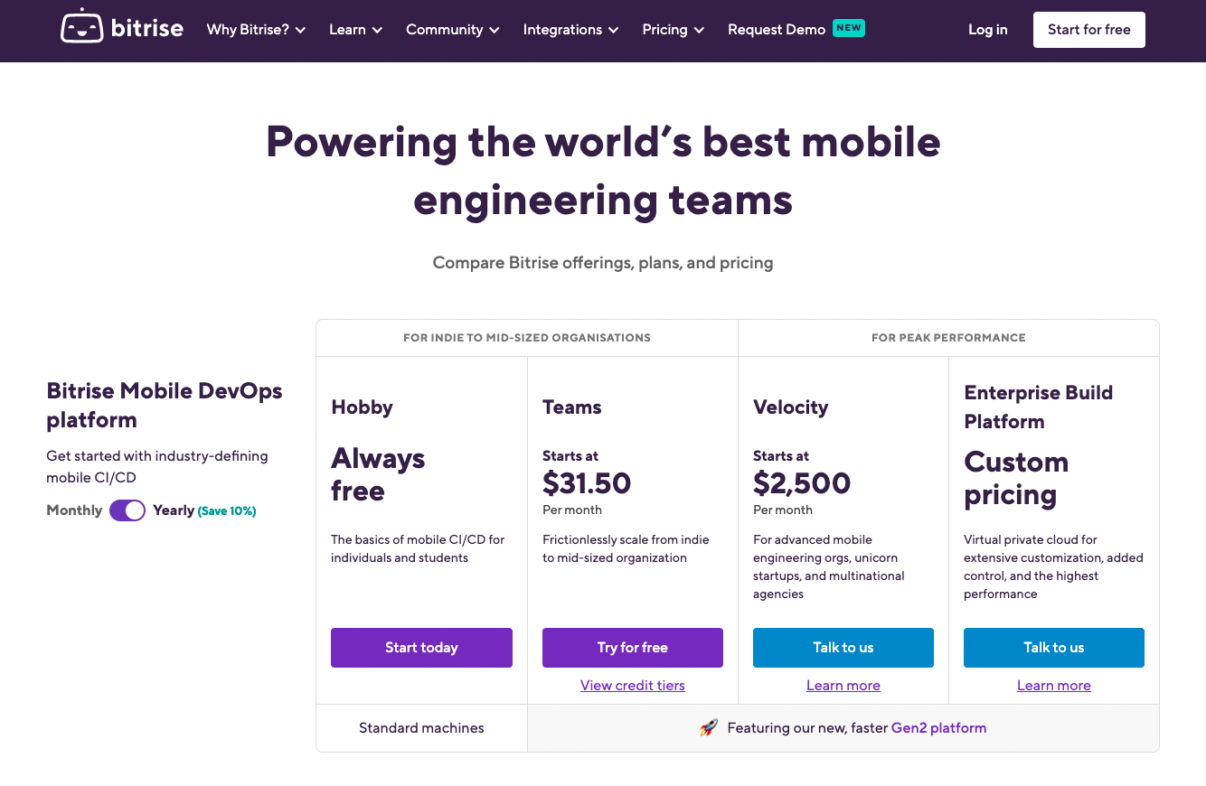 codemagic vs bitrise Bitrise pricing