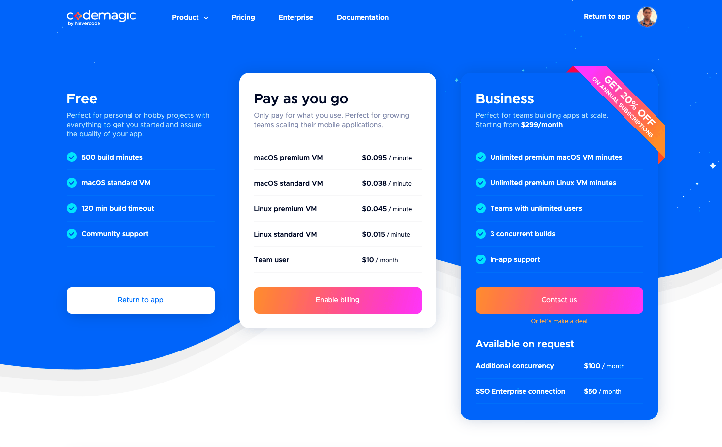 codemagic vs bitrise Codemagic pricing